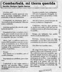 Combarbalá, mi tierra querida  [artículo] Enrique Ugalde Santos.
