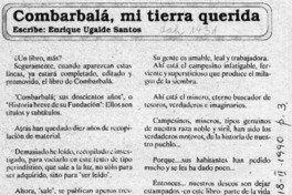 Combarbalá, mi tierra querida  [artículo] Enrique Ugalde Santos.