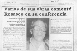 Varias de sus obras comentó Rosasco en su conferencia  [artículo].