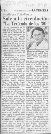 Sale a la circulación "La tevécada de los '80"  [artículo].