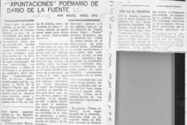 "Apuntaciones" poemario de Darío de la Fuente  [artículo] Miguel Angel Díaz.