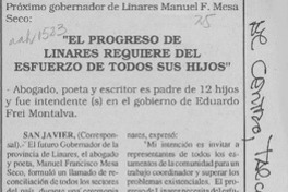 "El Progreso de Linares requiere del esfuerzo de todos sus hijos"  [artículo].