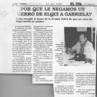Por qué le negamos un cerro de Elqui a Gabriela?  [artículo] Yair J. Carvajal.