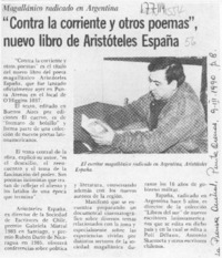 "Contra la corriente y otros poemas", nuevo libro de Aristóteles España  [artículo].