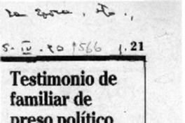 Testimonio de familiar de preso político en nuevo libro  [artículo].
