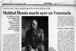 Mahfud Massis murió ayer en Venezuela  [artículo].