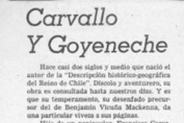 Carvallo y Goyeneche  [artículo] Miguel Laborde.