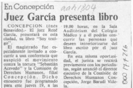 Juez García presenta libro  [artículo] Inés Benavides.