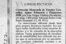 Corrección monetaria de estados contables  [artículo] Osvaldo Torres-Ahumada.