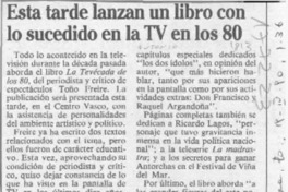 Esta tarde lanzan un libro con lo sucedido en la TV en los 80  [artículo].