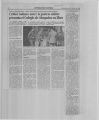 Crítico balance sobre la justicia militar presenta el Colegio de Abogados en libro