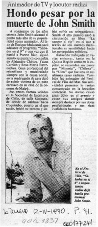 Hondo pesar por la muerte de John Smith  [artículo].