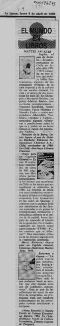 El mundo en libros  [artículo] Manuel Salazar.