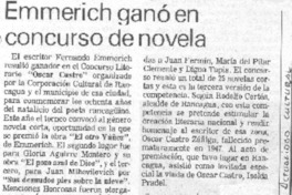 Emmerich ganó en concurso de novela