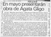 En mayo presentarán obra de Agata Gligo  [artículo].
