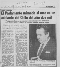 El Parlamento mirando al mar es un adelanto del Chile del año dos mil  [artículo].