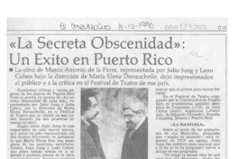 "La Secreta obscenidad", un éxito en Puerto Rico  [artículo].