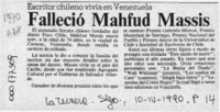 Falleció Mahfud Massis  [artículo].