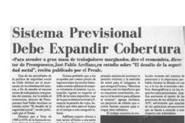 Sistema previsional debe expandir cobertura  [artículo].