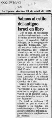 Salmos al estilo del antiguo Israel en libro  [artículo].