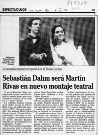 Sebastián Dahm será Martín Rivas en nuevo montaje teatral  [artículo].