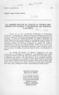 Lo americano en el texto La venida del mesías en gloria y majestad, de Manuel Lacunza  [artículo] Miguel Angel Farías Farías.