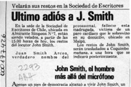 Ultimo adiós a J. Smith  [artículo] Lidia Baltra M.