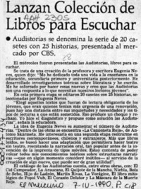 Lanzan colección de libros para escuchar  [artículo].