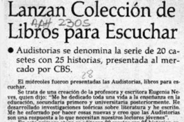 Lanzan colección de libros para escuchar  [artículo].