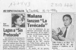 Mañana lanzan "La tevécada"  [artículo].