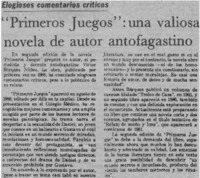 "Primeros juegos", una valiosa novela de autor antofagastino