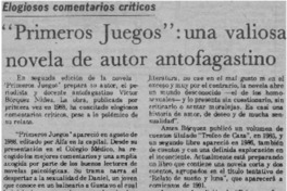 "Primeros juegos", una valiosa novela de autor antofagastino