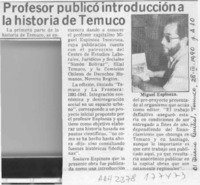 Profesor publicó introducción a la historia de Temuco  [artículo].