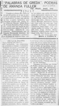 "Palabras de greda", poemas de Amanda Fuller  [artículo] Miguel Angel Díaz.