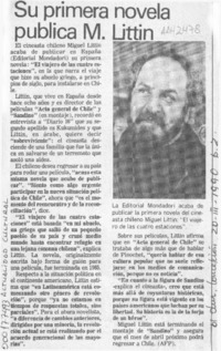 Su primera novela publica M. Littin  [artículo].