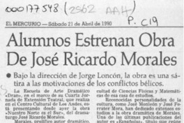 Alumnos estrenan obra de José Ricardo Morales  [artículo].
