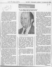 "Los días de la memoria"  [artículo] E. Domarchi V.