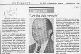"Los días de la memoria"  [artículo] E. Domarchi V.