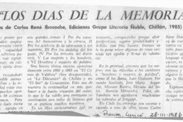 "Los días de la memoria"  [artículo] Luis Agoni Molina.