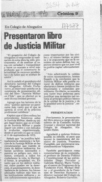 Presentaron libro de Justicia Militar  [artículo].