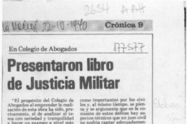 Presentaron libro de Justicia Militar  [artículo].