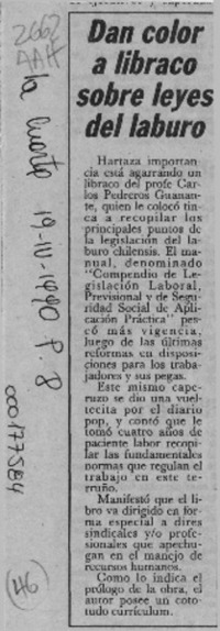 Dan color a libraco sobre leyes del laburo  [artículo].