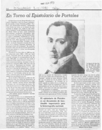 En torno al Epistolario de Portales  [artículo] Manuel Ravest Mora.