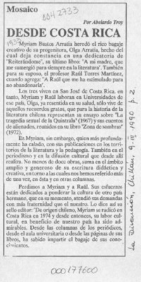 Desde Costa Rica  [artículo] Abelardo Troy.