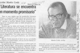 "Literatura se encuentra en momento promisorio"  [artículo].