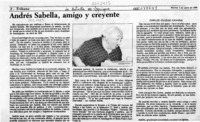Andrés Sabella, amigo y creyente  [artículo] Carlos Oviedo Cavada.