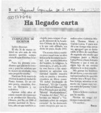 Ha llegado carta  [artículo] Racso.