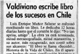 Valdiviano escribe libro de los sucesos en Chile  [artículo].