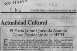 El Poeta Jaime Quezada asumió como Presidente de la SECH  [artículo].