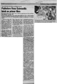 Pobladora Rosa Quintanilla lanzó su primer libro  [artículo].